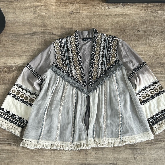 Intropia Beaded Embroidered Boho Open Jacket M - Picture 7 of 10